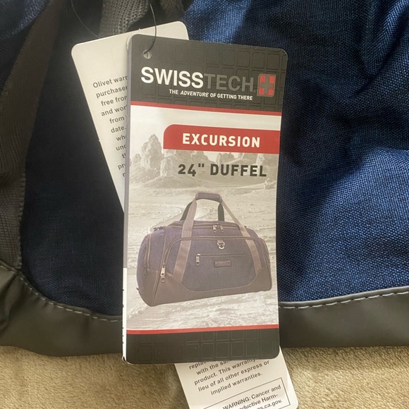 SWISSTECH Excursion Adventure Water Resistant Bottom 24" Duffel Bag Blue - Picture 13 of 14